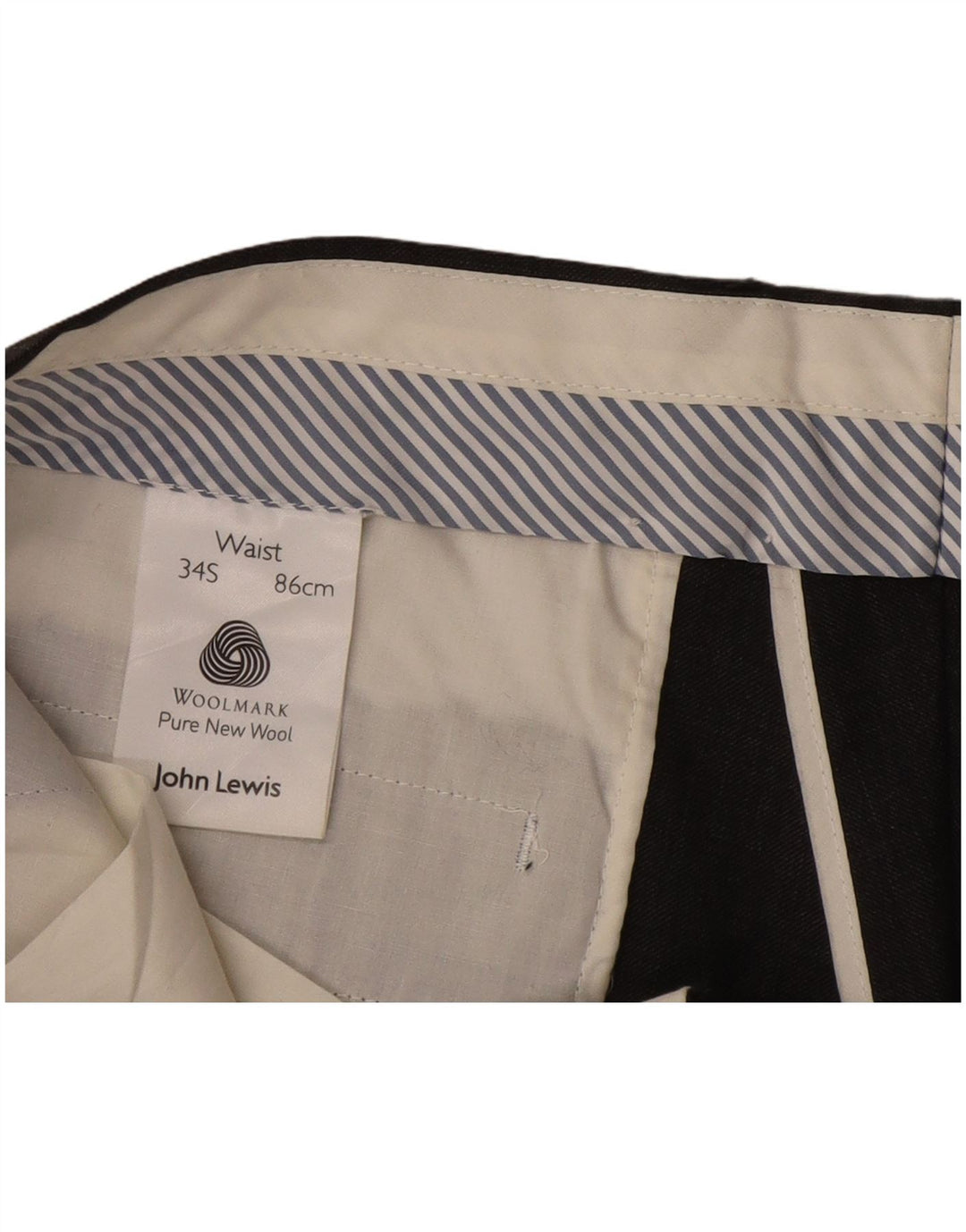 John Lewis Herren gerade Anzughose W34 L29 schwarze Wolle