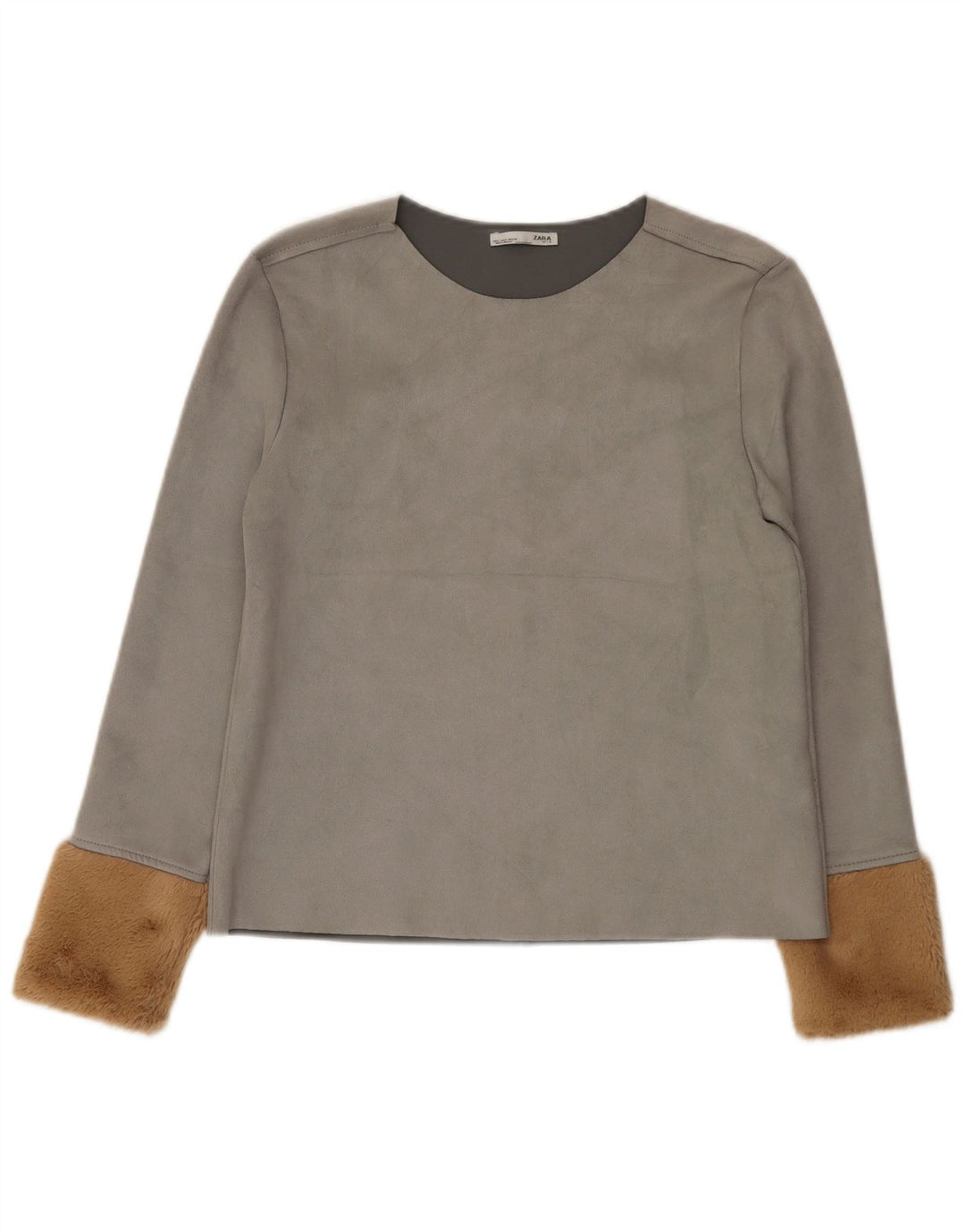Zara Damen-Blusenoberteil, UK-Gr. 10, Small, Grau, Farbblock