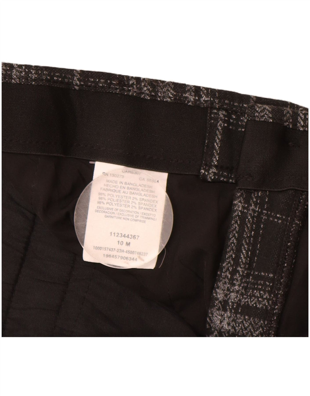 Lee Damen Chinohose US 10 Large W30 L30 Schwarz kariertes Polyester