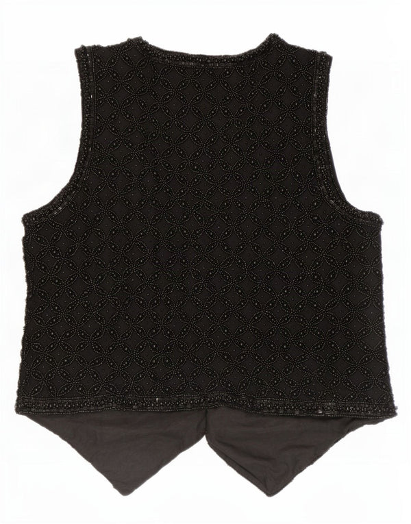 Vintage Damen Weste UK 14 Medium Schwarz
