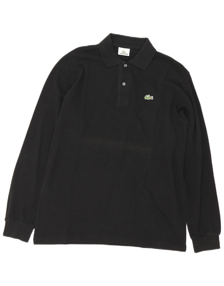 Lacoste Herren-Langarm-Poloshirt, Größe 4, mittelgroß, schwarze Baumwolle