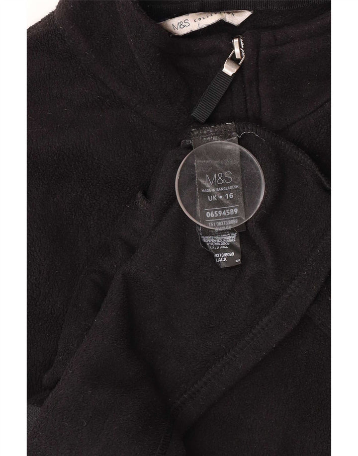 Marks & Spencer Damen Fleecejacke UK 16 Large Schwarz Polyester