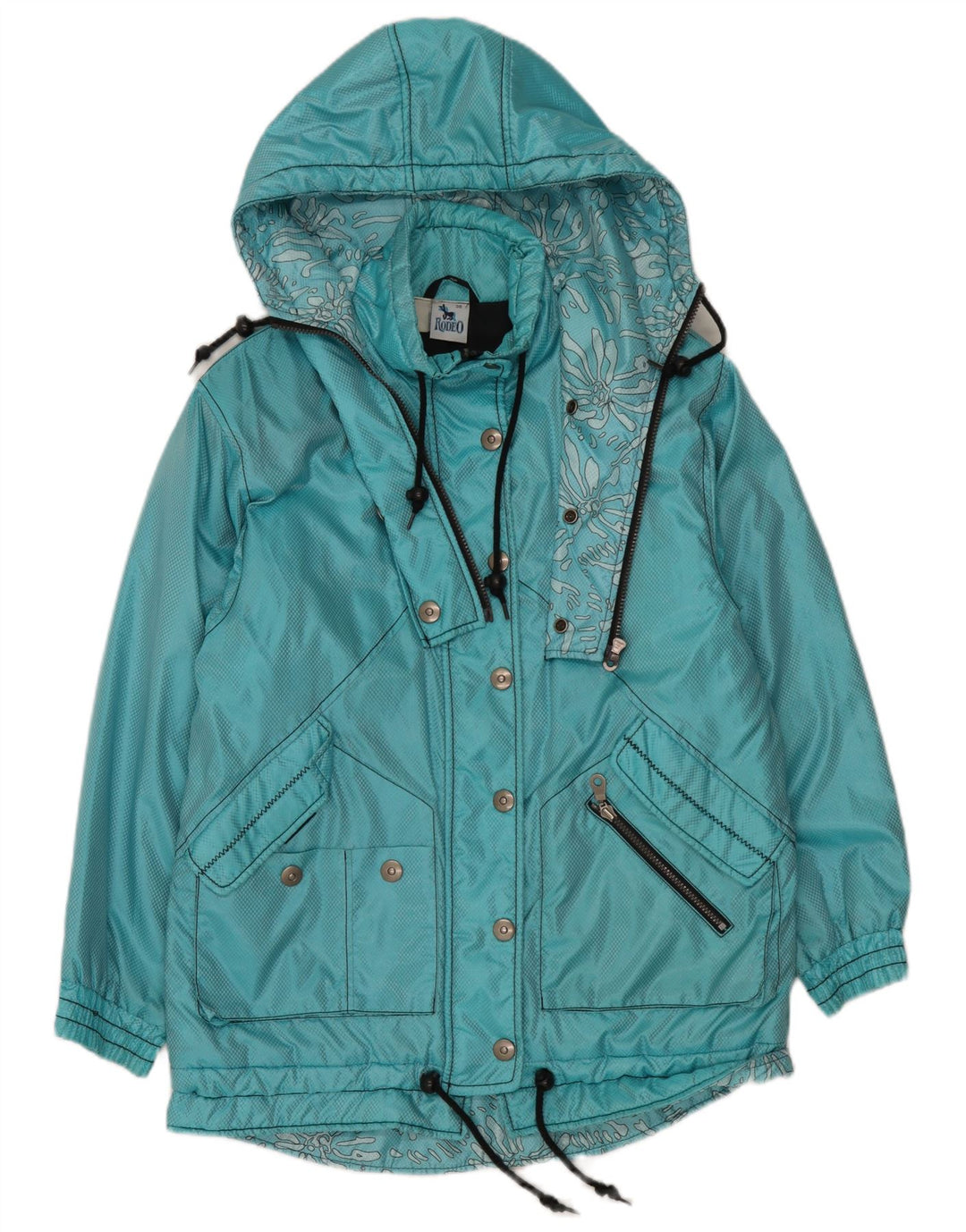 Rodeo Damen-Windbreaker-Mantel mit Kapuze, übergroß, Größe 36, XS, Blau