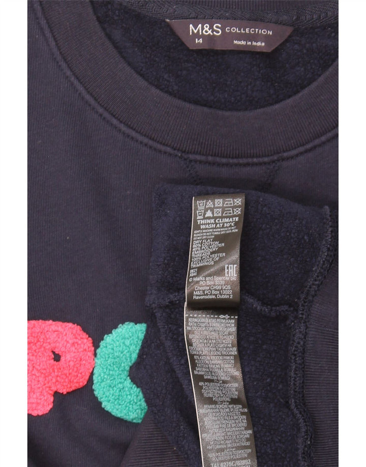 Marks & Spencer Damen Grafik-Sweatshirt-Pullover UK 14 Large Marineblau