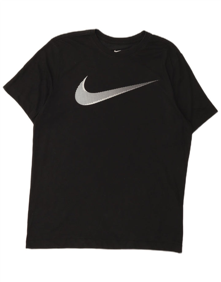 Nike Herren Dri Fit Graphic T-Shirt-Oberteil aus mittelschwarzer Baumwolle