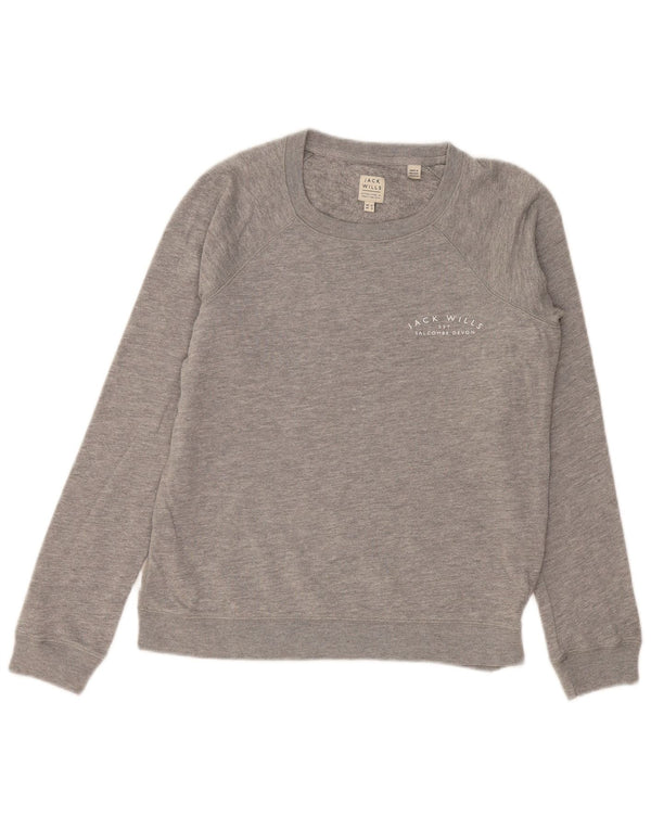 Jack Wills Damen-Sweatshirt-Pullover UK 12 Mittelgrau meliert
