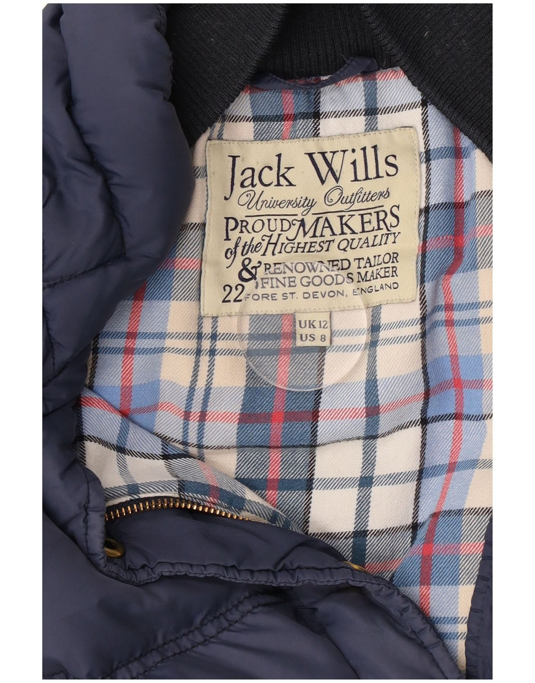 Jack Wills Damen Wattierte Weste UK 12 Medium Marineblau