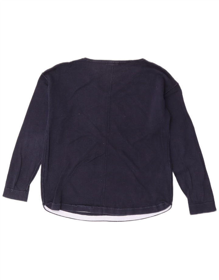 White Stuff Damen-Pullover mit V-Ausschnitt, UK 12, mittelmarineblaue Baumwolle