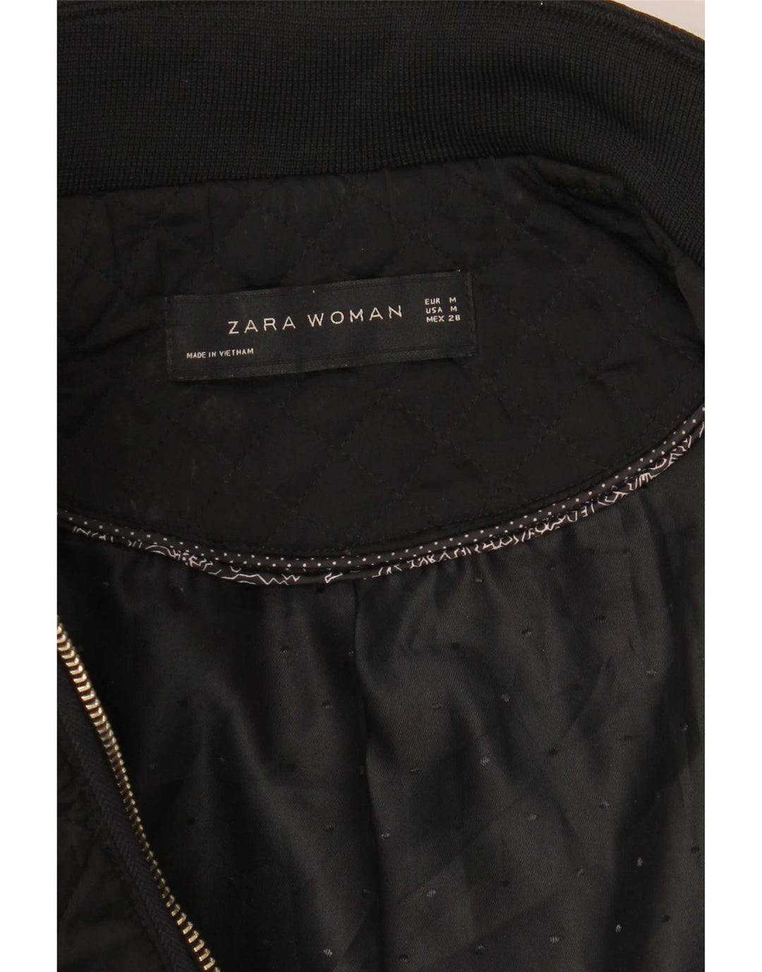 Zara Damen Steppjacke UK 12 Medium Schwarz Polyester