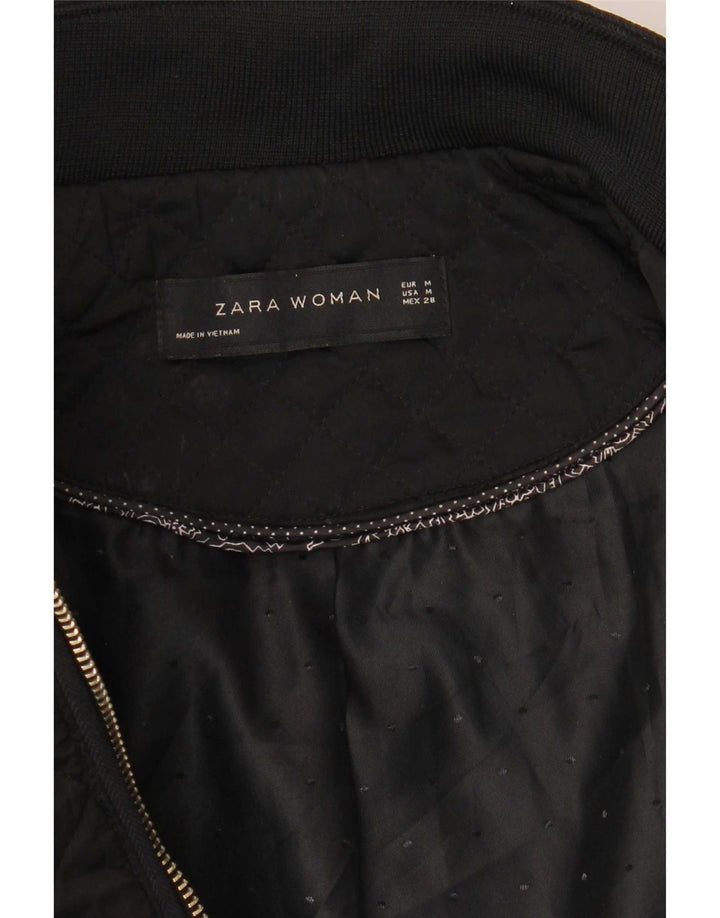 Zara Damen Steppjacke UK 12 Medium Schwarz Polyester
