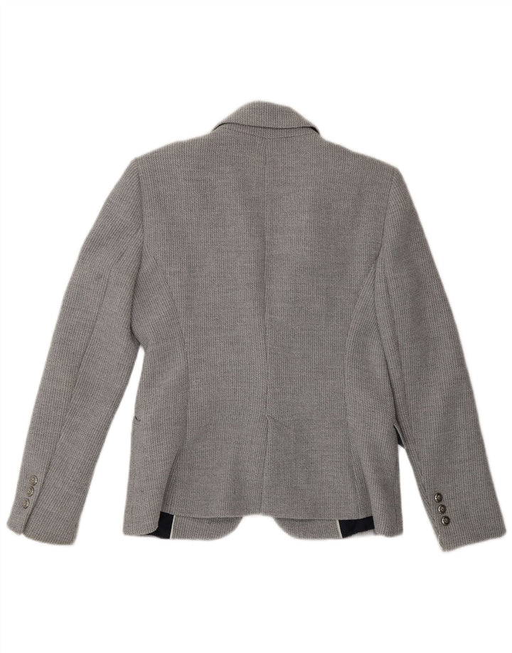 Zara Damen 1-Knopf-Blazerjacke UK 16 Large Grau Polyester