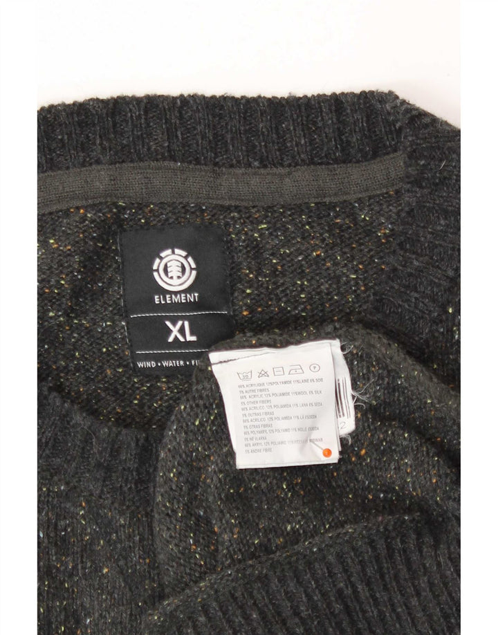 Element Herren-Pullover mit Rundhalsausschnitt, XL, Grau meliert