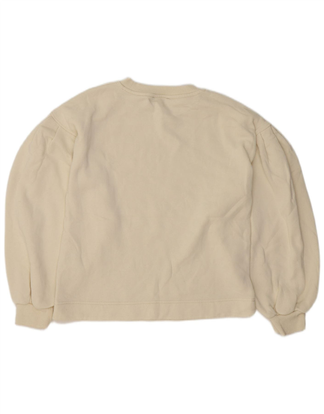 Übergroßer Sweatshirt-Pullover für Damen von Zara, Gr. 10, Größe S, cremefarbene Baumwolle