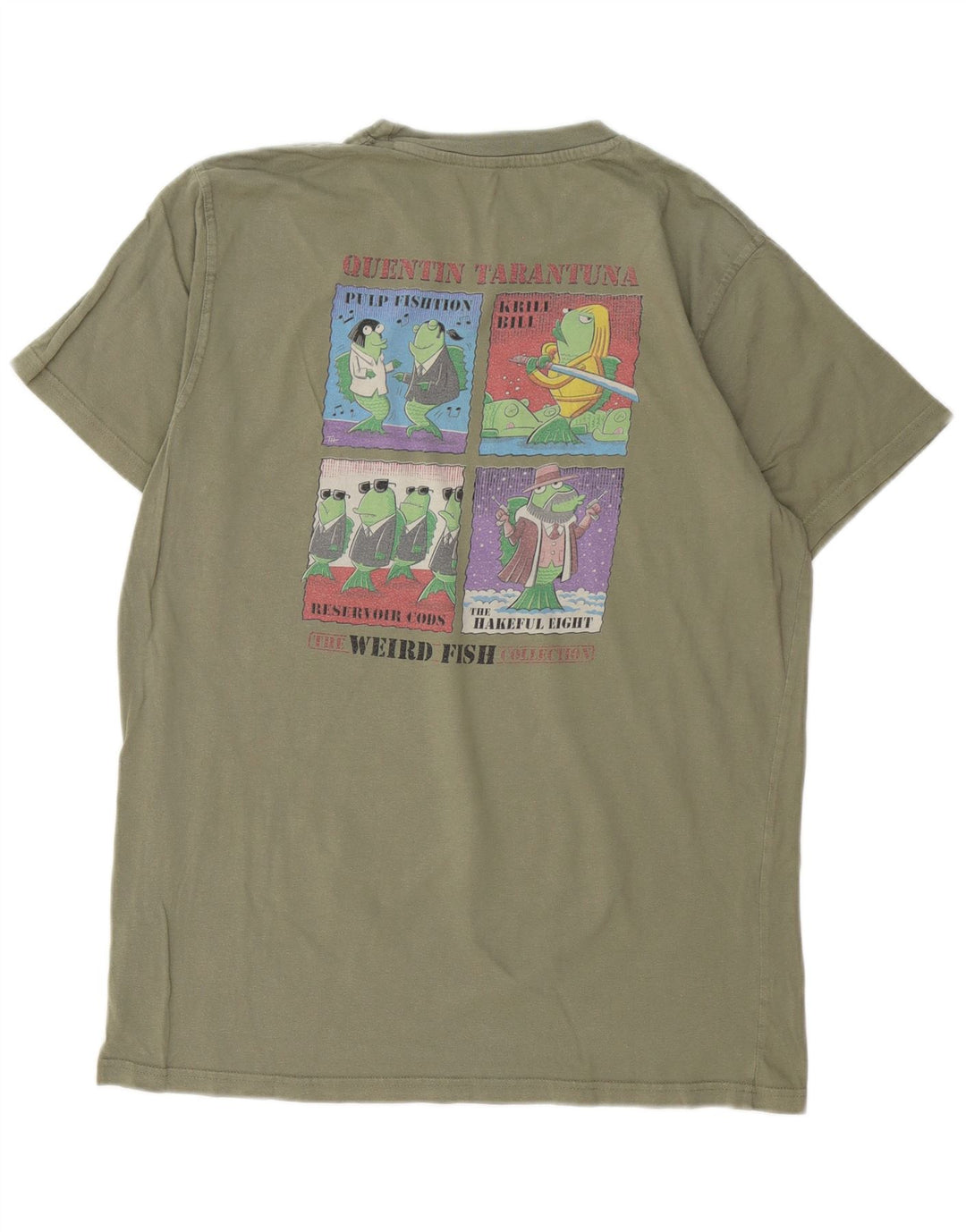 Weird Fish Herren-T-Shirt mit Grafik, Größe L, Khaki, Baumwolle