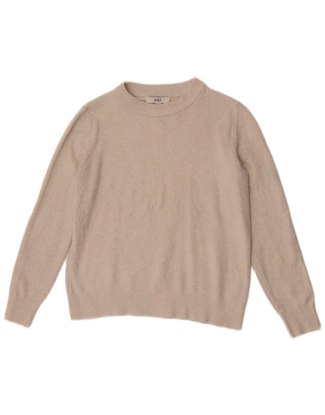 Marks & Spencer Damen-Pullover mit U-Boot-Ausschnitt, Gr. 10, Beige, Polyester