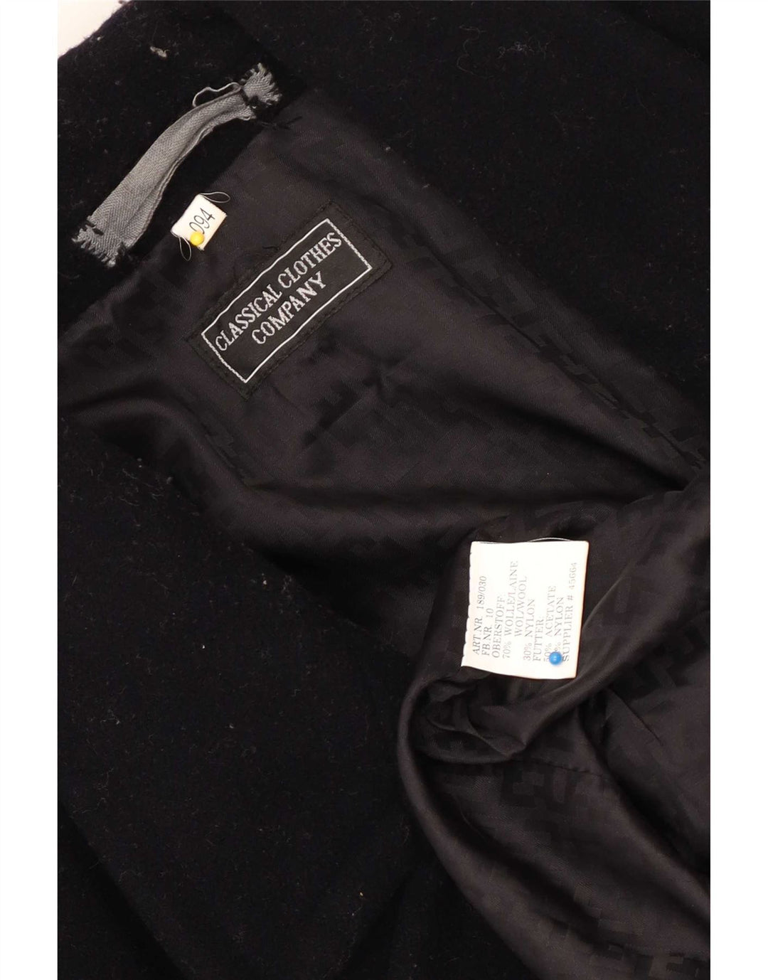 Vintage Herrenmantel UK 40 Große schwarze Wolle