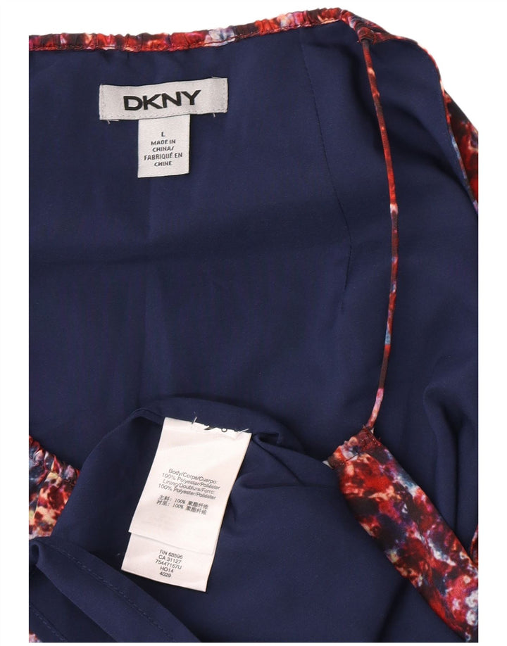 Dkny Womens Abstract Pattern Ärmelloses Etuikleid UK 14 Large Rot