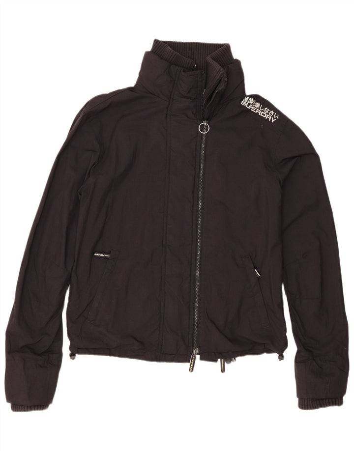 Superdry Damen Regenjacke UK 14 Mittelschwarzes Nylon