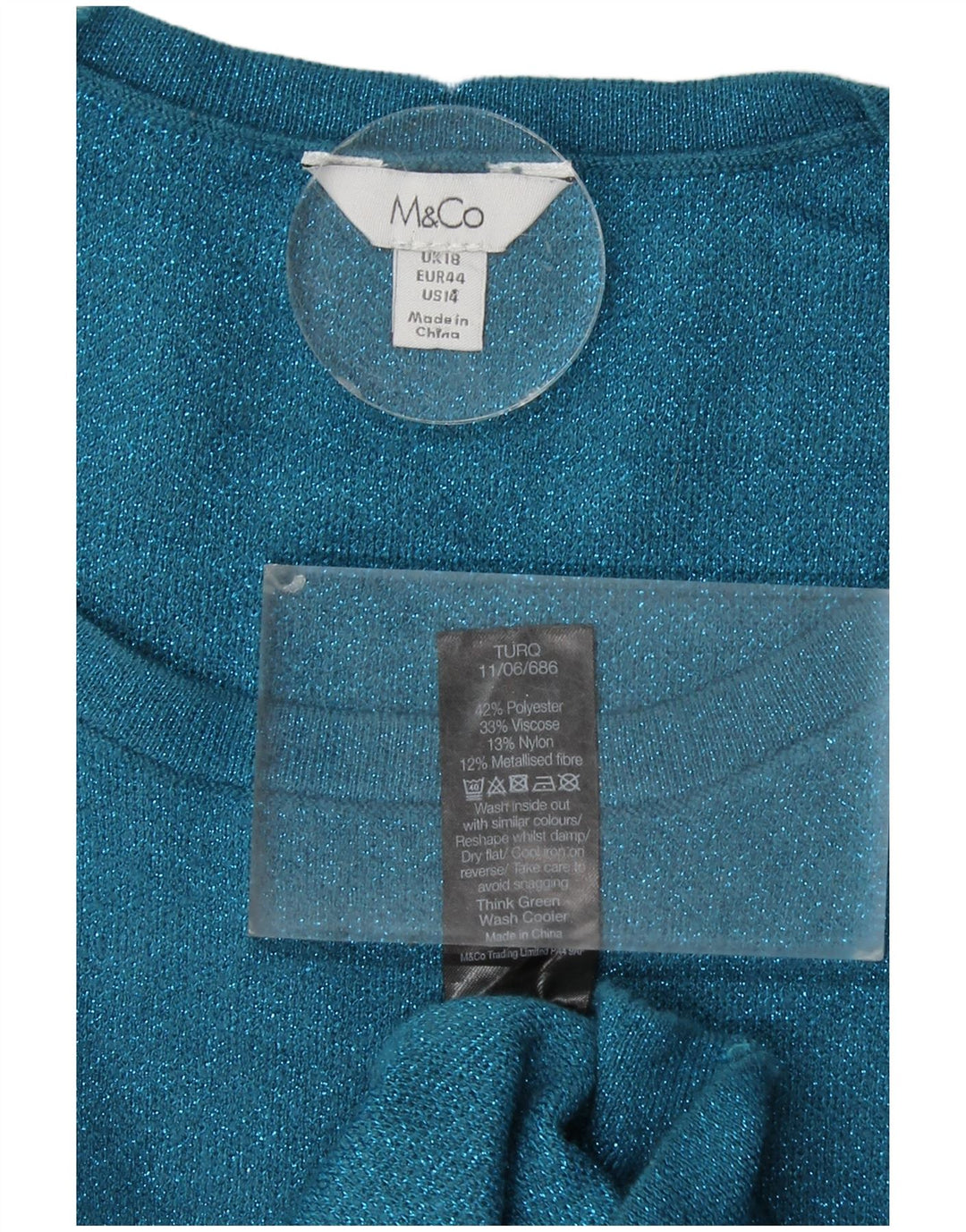 M&CO Damen-Pullover mit Rundhalsausschnitt, UK 18, XL, Blau, Polyester
