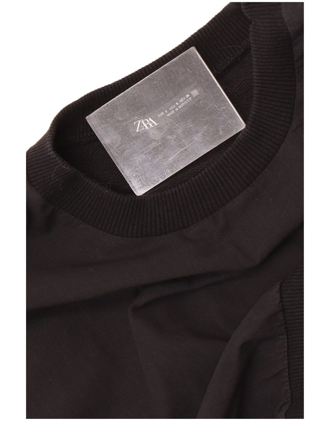 Zara Damen Crop Sweatshirt Pullover UK 10 Small Schwarz