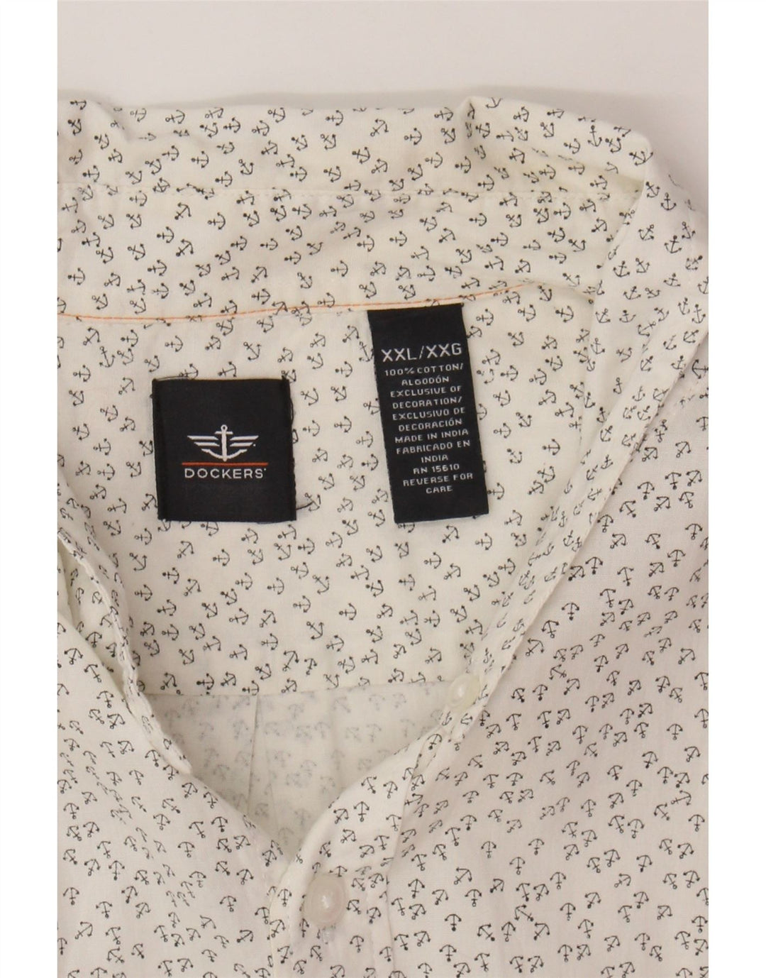 DOCKERS Mens Abstract Pattern Graphic Shirt 2XL White Cotton