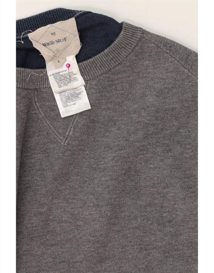 White Stuff Herren-Pullover mit Rundhalsausschnitt aus mittelgrauer Baumwolle
