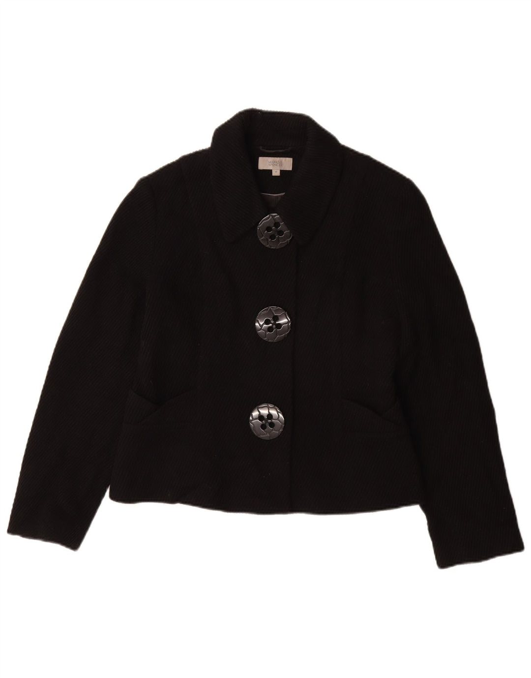 Marks & Spencer Damen Kurzmantel UK 14 Mittelschwarze Viskose