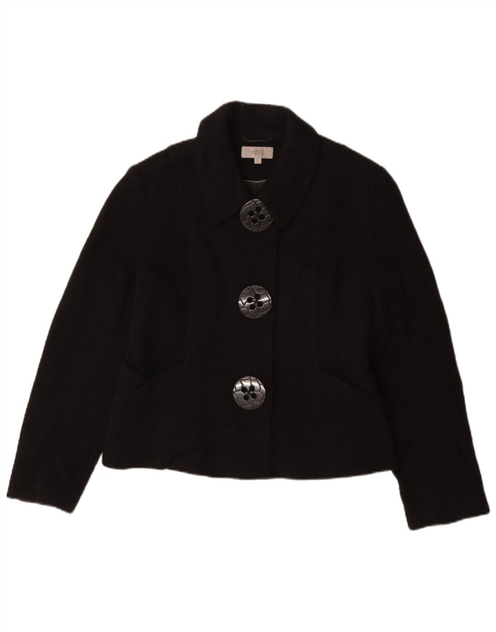 Marks & Spencer Damen Kurzmantel UK 14 Mittelschwarze Viskose