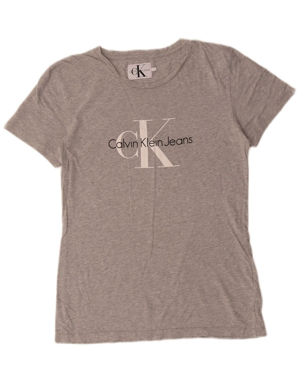Calvin Klein Jeans Herren Grafik T-Shirt Top UK 14 Large Grau Baumwolle
