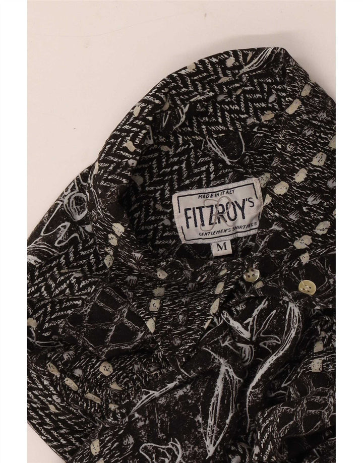 Vintage Herren Kurzarmshirt Medium Schwarz Patchwork