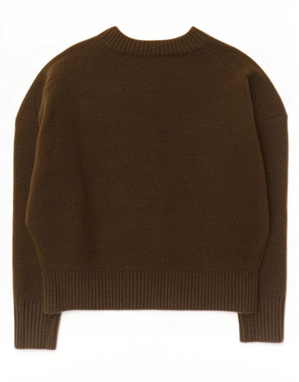 Zara Damen-Pullover, übergroß, U-Boot-Ausschnitt, Gr. 10, Small, Khaki, Acryl