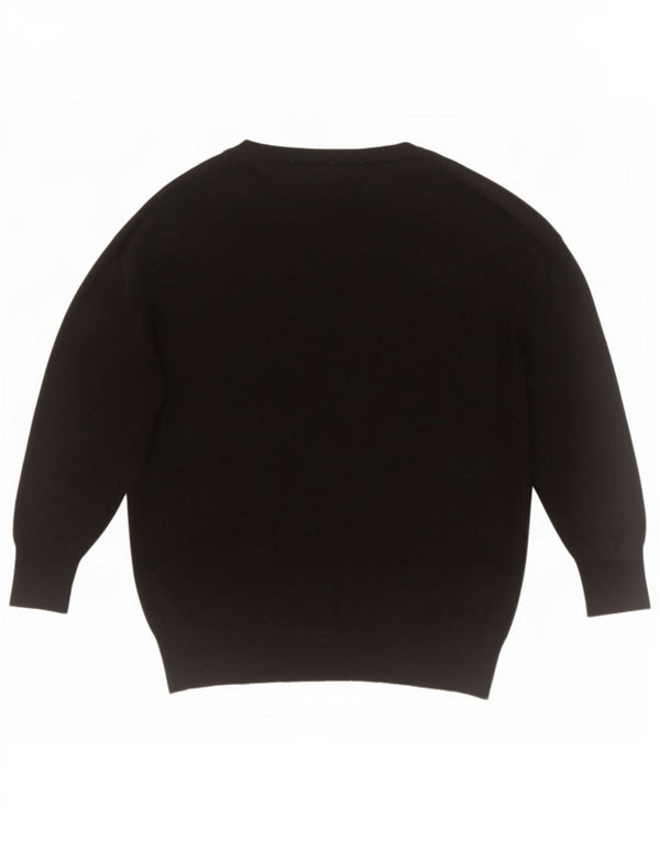 Zara Womens Oversized V-Neck Jumper Sweater UK 10 Small Black Polyester