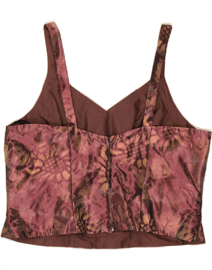 LINEA RAFFAELLI Womens Crop Top UK 20 2XL Maroon Floral Polyester Vintage Linea Raffaelli and Second-Hand Linea Raffaelli from Messina Hembry 