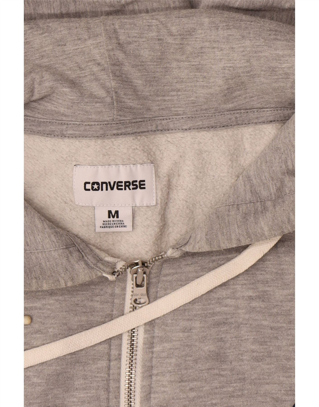Converse Herren-Kapuzenpullover mit Reißverschluss, mittelgraue Baumwolle