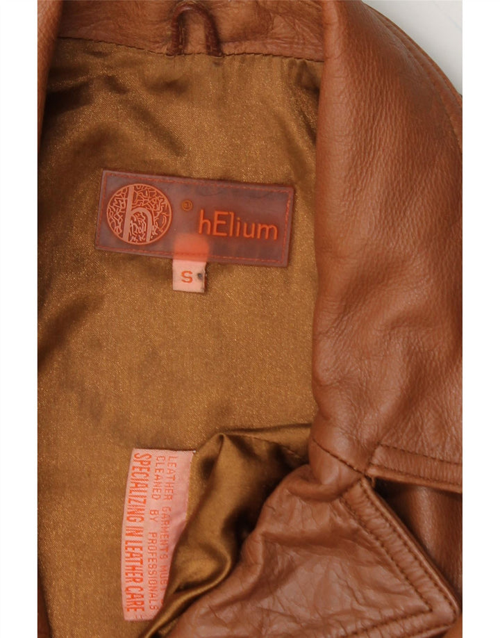 HELIUM Womens Leather Jacket UK 10 Small Brown Leather Vintage Helium and Second-Hand Helium from Messina Hembry 