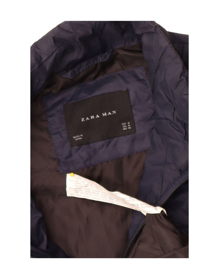 Zara Herren Wattierte Weste UK 38 Medium Marineblau Nylon