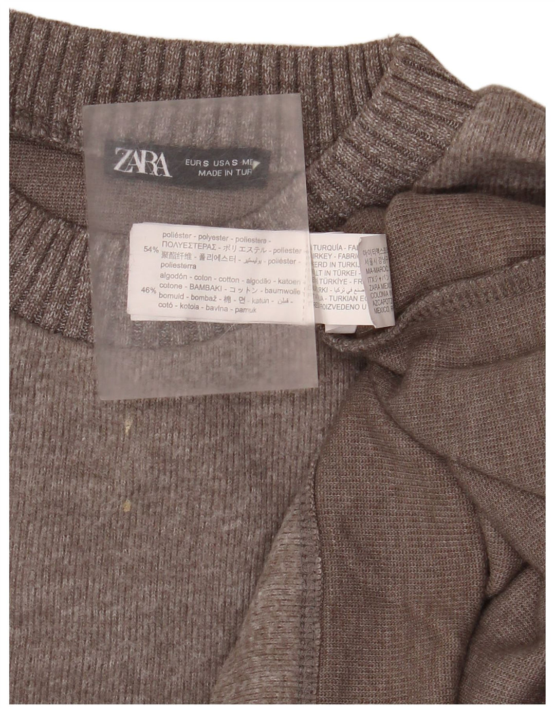 Zara Damen-Pullover, übergroß, Rundhalsausschnitt, Gr. 10, Größe S, Grau, Polyester