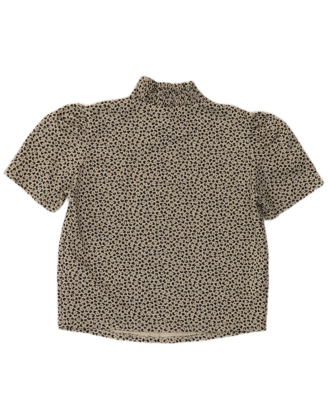 Zara Damen Crop Bluse Top UK 14 Großes graues Polyester mit Tiermuster