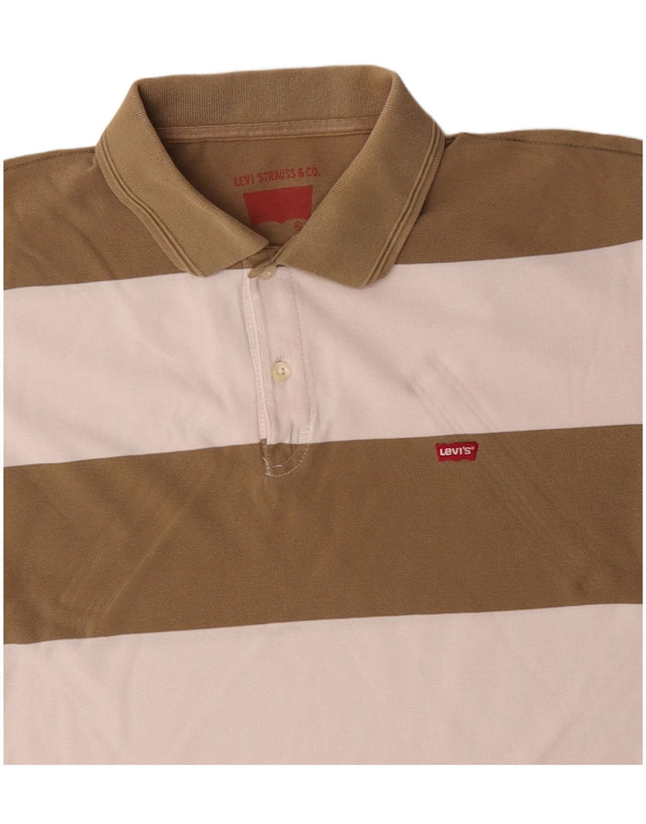 LEVI'S Herren Rugby-Poloshirt, groß, Khaki, gestreift, Baumwolle
