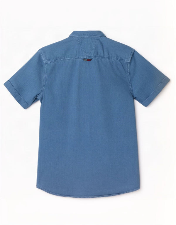 Tommy Hilfiger Herren Grafik-Kurzarm-Jeanshemd XS Blau Baumwolle