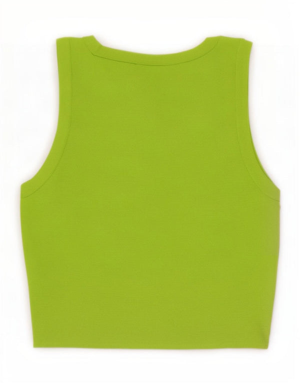 Zara Damen Crop Vest Top UK 8 Small Grüne Viskose