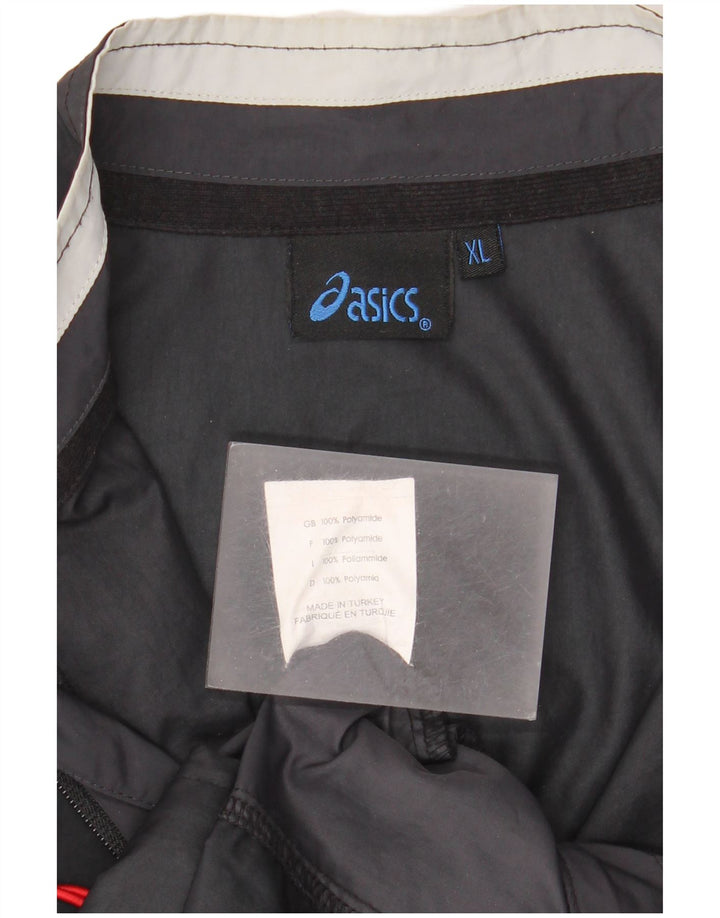 Asics Herren-Trainingsanzug-Top-Jacke XL, schwarzes Colourblock-Polyamid