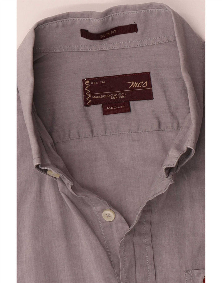 Marlboro Classics Herren Slim Fit Hemd Mittelgrau
