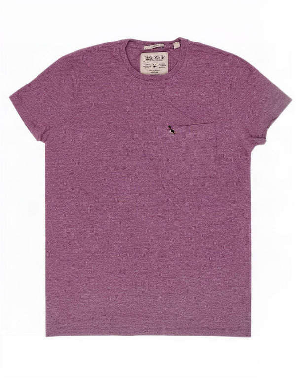 Jack Wills Herren-T-Shirt mit schmaler Passform, XS, lila gefleckte Baumwolle