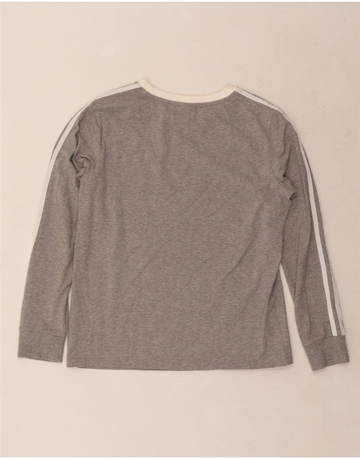 Adidas Damen Top Langarm UK 12 Mittelgrau gefleckte Baumwolle