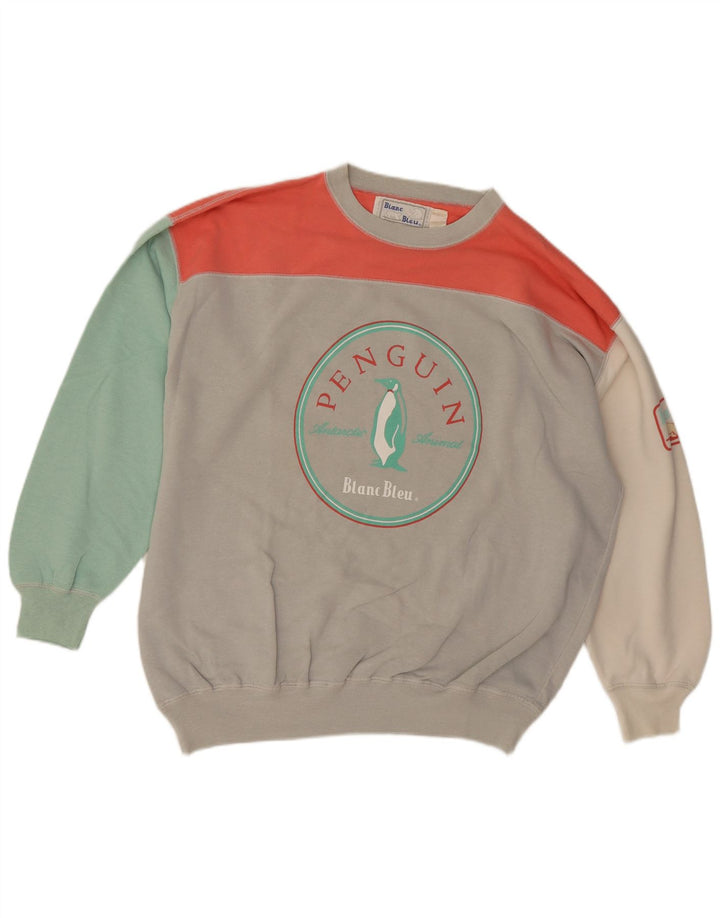 Blanc Bleu Herren-Sweatshirt mit Grafik, groß, Grau, Farbblock