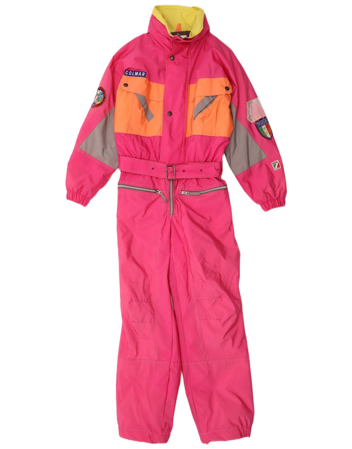 Colmar Womens Graphic Ski Jumpsuit IT 42 Small Pink Colourblock Polyamid
