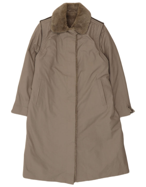 Vintage Damen Sherpa Overcoat UK 16 Groß Grau Polyester