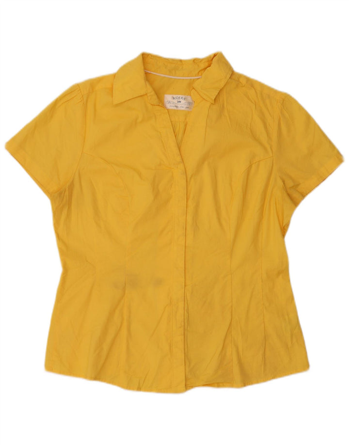 LEE Damen Riders Kurzarmhemd UK 14 Mittelgelbe Baumwolle