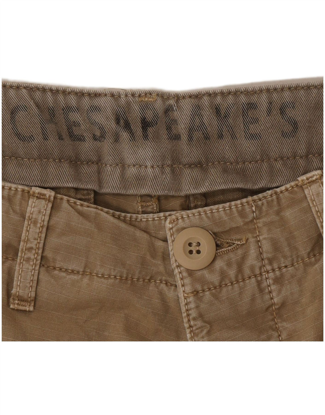 Vintage Herren Cargo Shorts W33 Medium Khaki Nadelstreifen Baumwolle